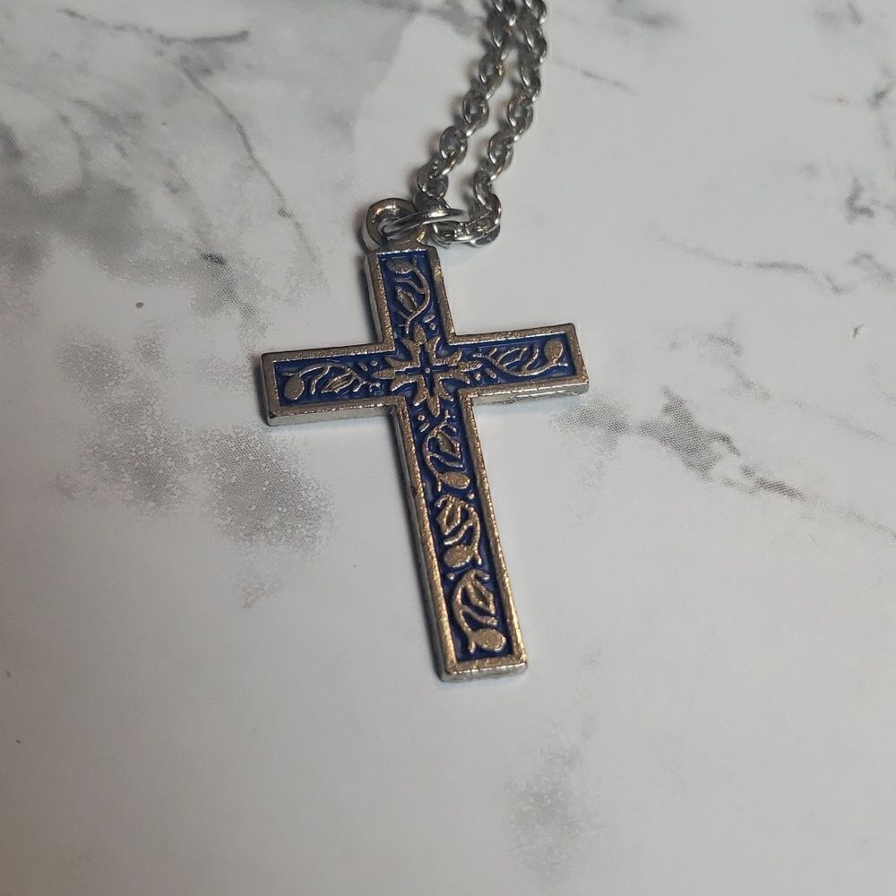 Blue Cross Necklace 